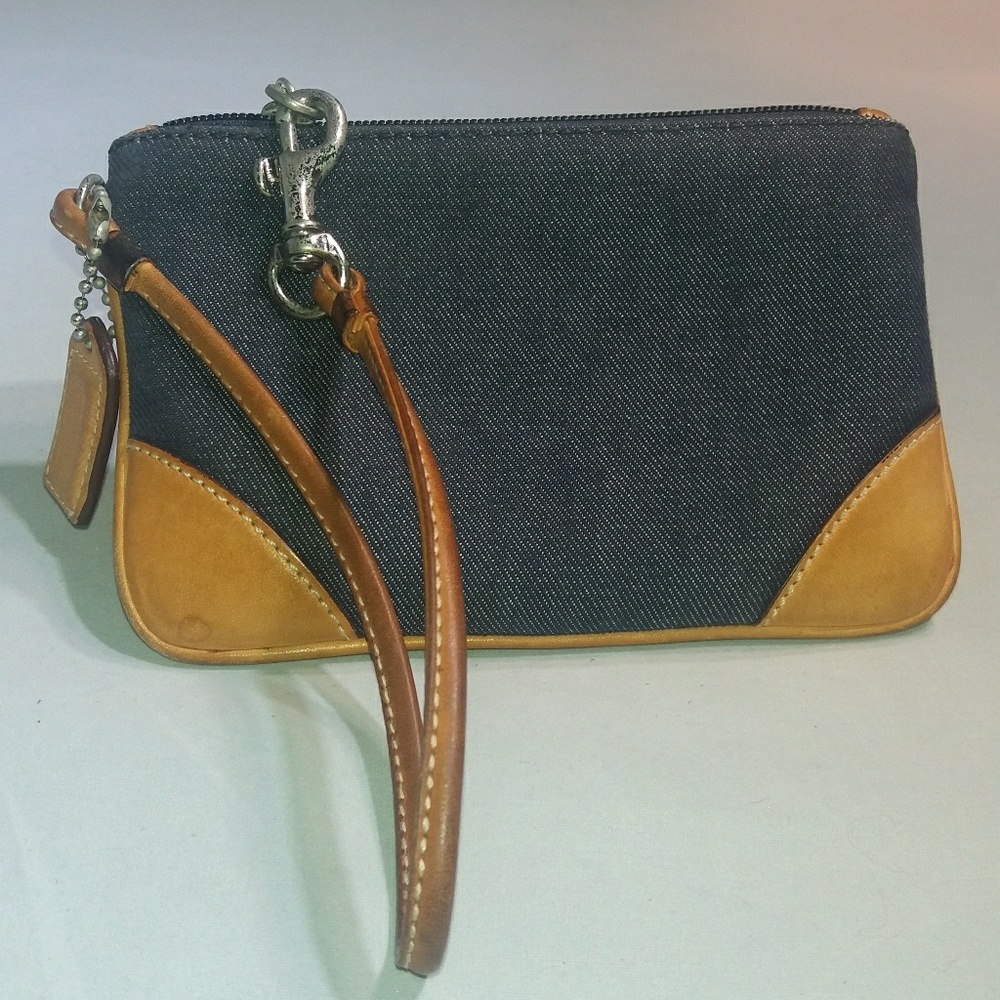 Coach Denim Leather Small Wristlet